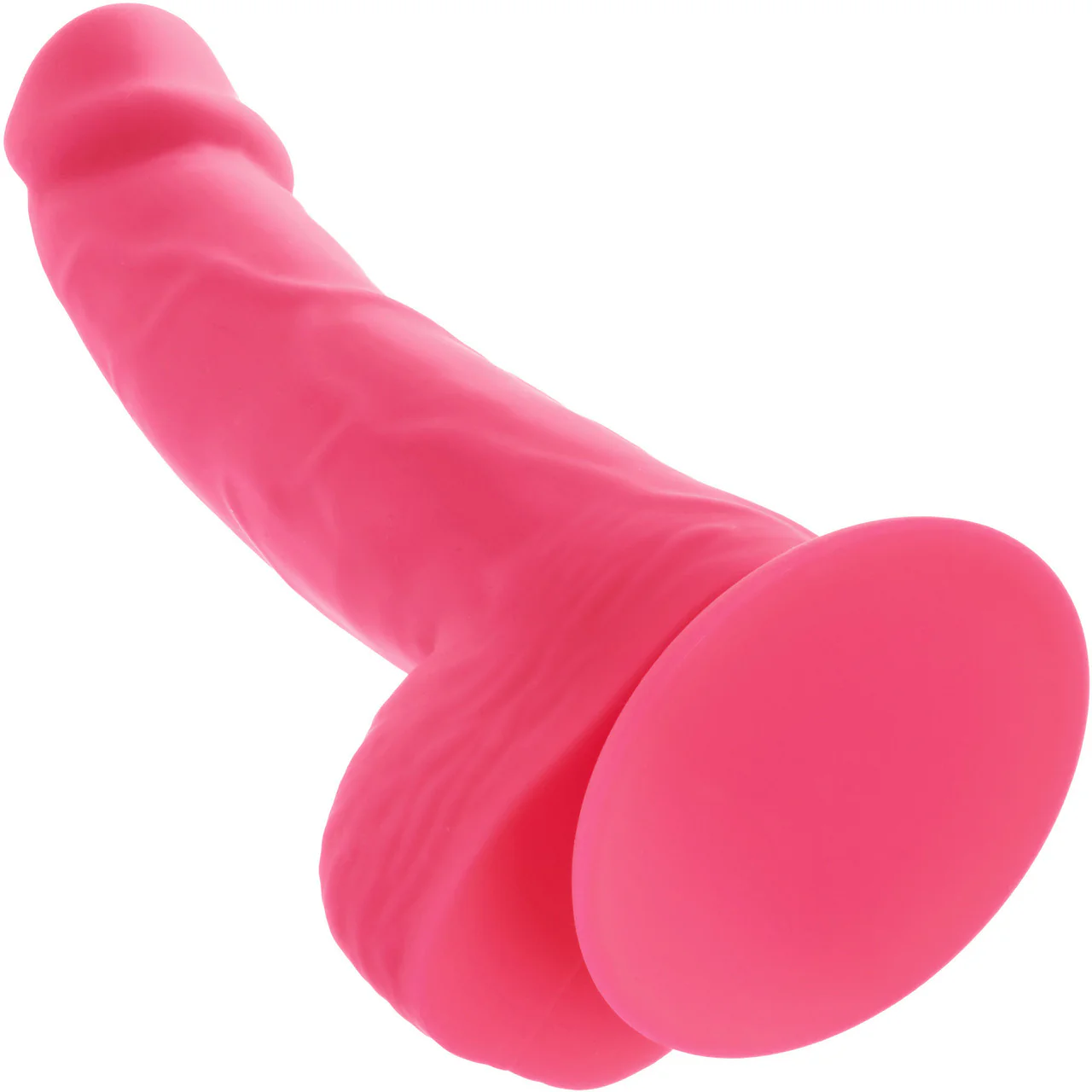 Neon Silicone Studs 6" Realistic Suction Cup Dildo With Balls By CalExotics - Pink - Image 4