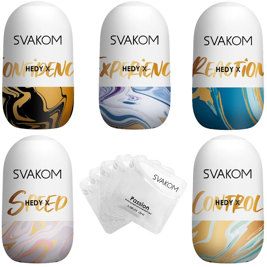 SVAKOM Hedy X Stroking Sleeve Penis Masturbator 5 Piece Variety Pack