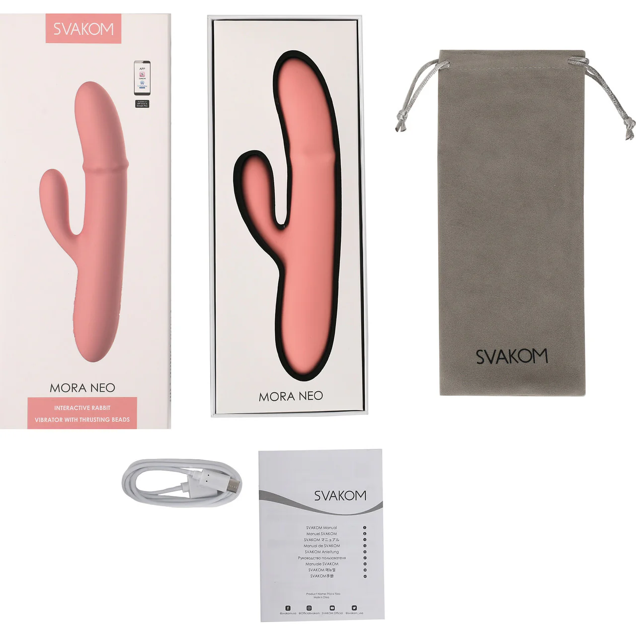 SVAKOM Mora Neo Rechargeable Silicone App Enabled Dual Stimulation Vibrator With Thrusting Beads - Image 9