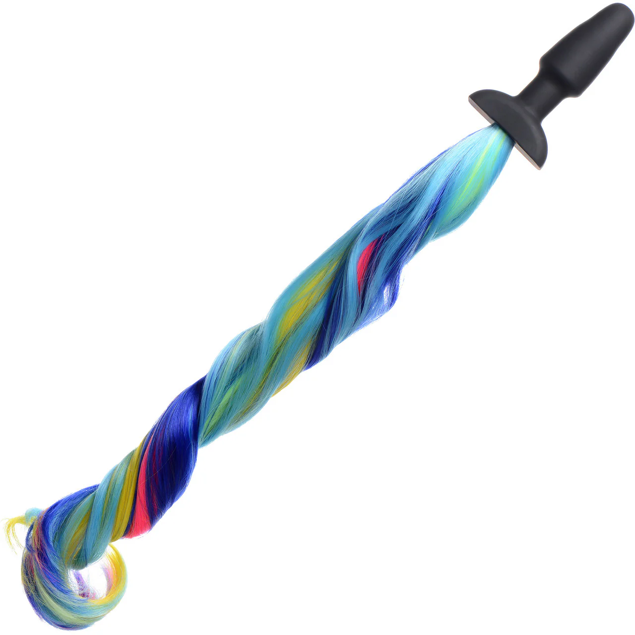 Tailz Black Silicone Anal Plug With Rainbow Pony Faux Fur Tail - Image 4