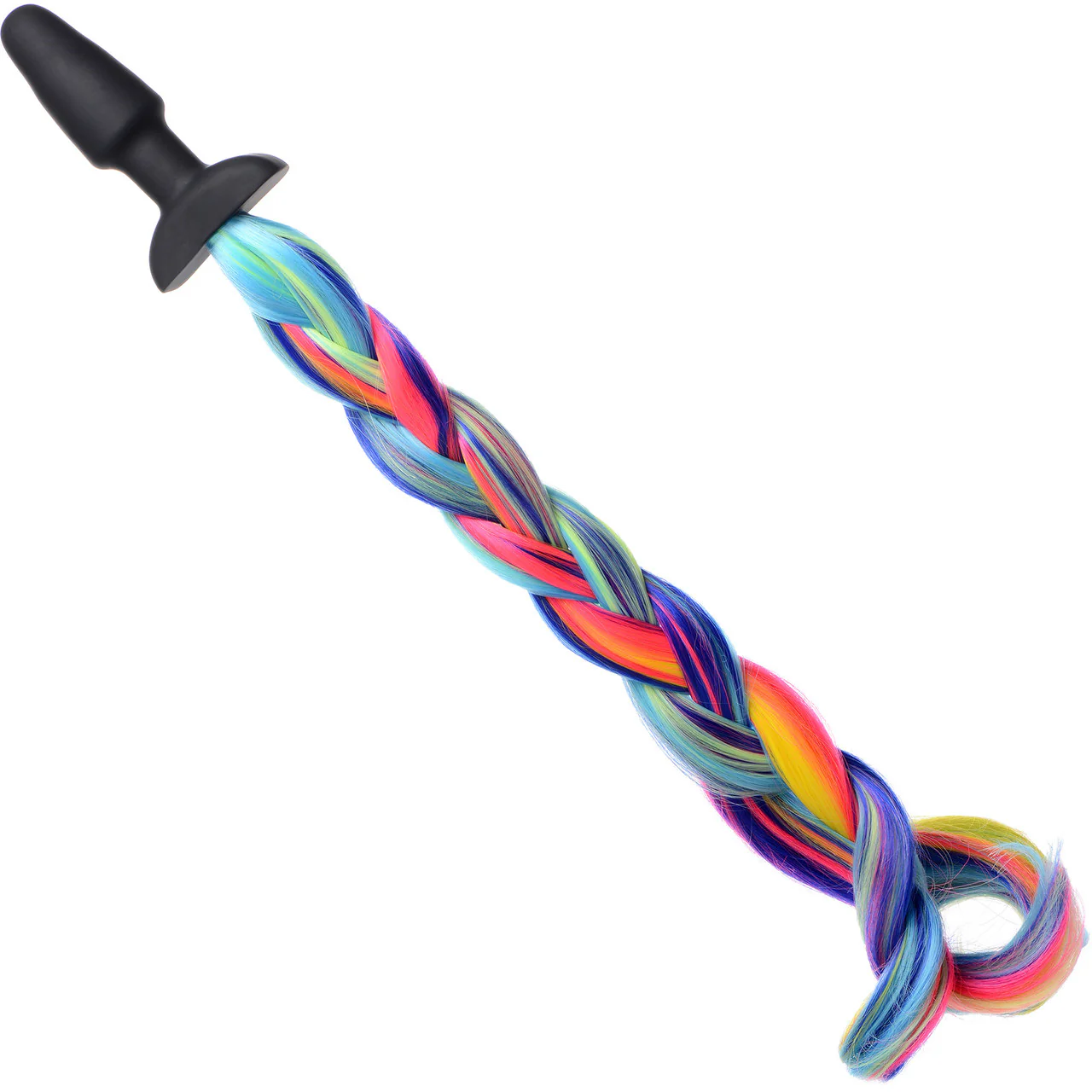 Tailz Black Silicone Anal Plug With Rainbow Pony Faux Fur Tail - Image 5