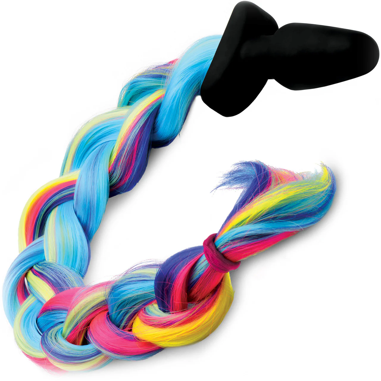 Tailz Black Silicone Anal Plug With Rainbow Pony Faux Fur Tail - Image 6