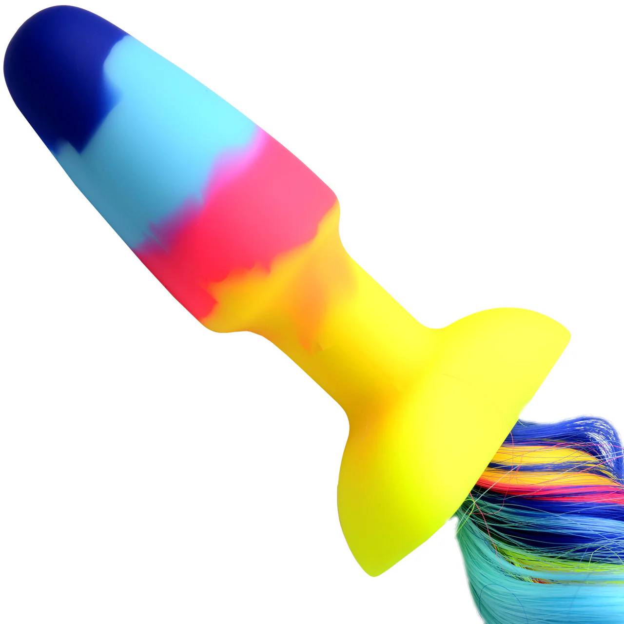 Tailz Rainbow Silicone Anal Plug With Unicorn Faux Fur Tail - Image 3