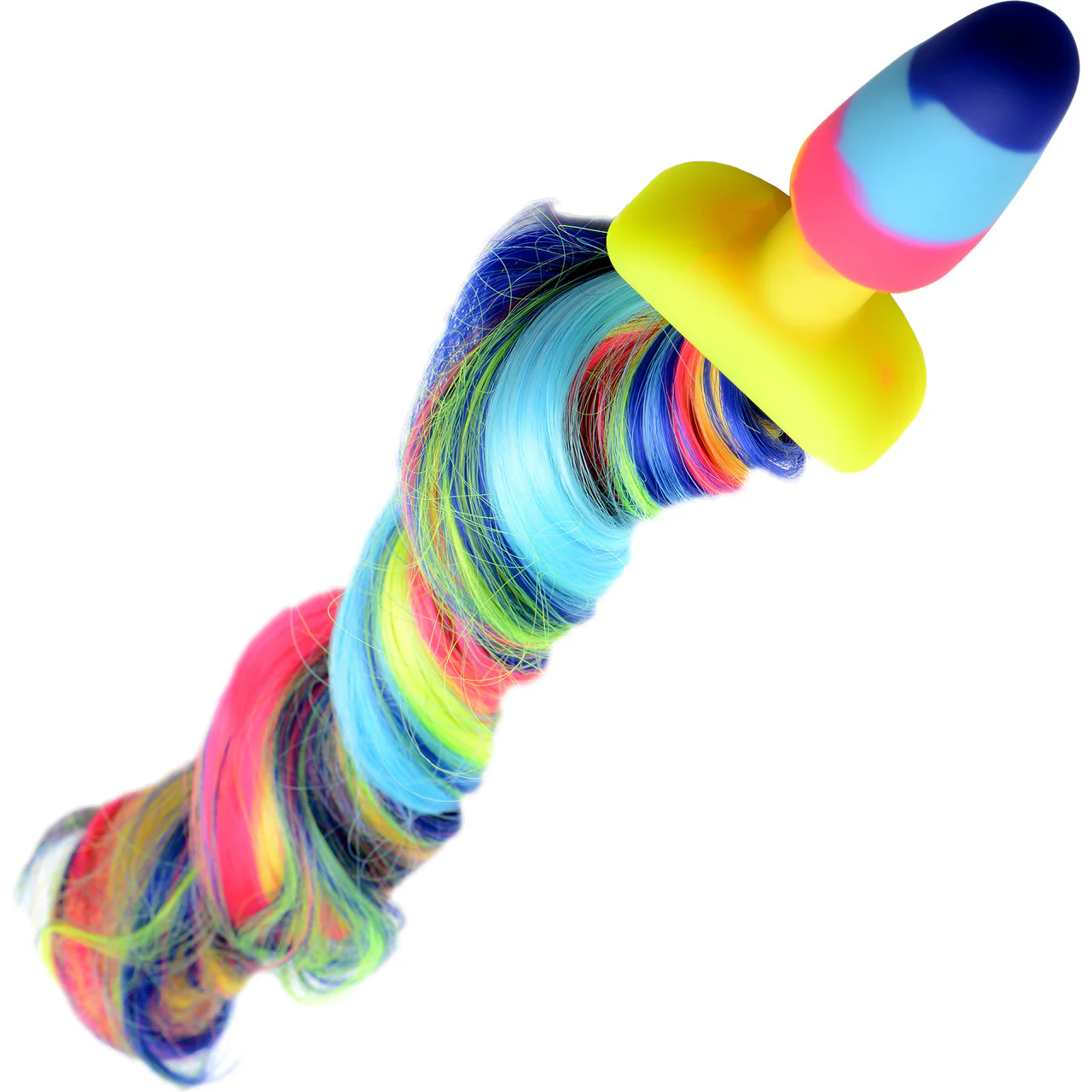 Tailz Rainbow Silicone Anal Plug With Unicorn Faux Fur Tail - Image 4