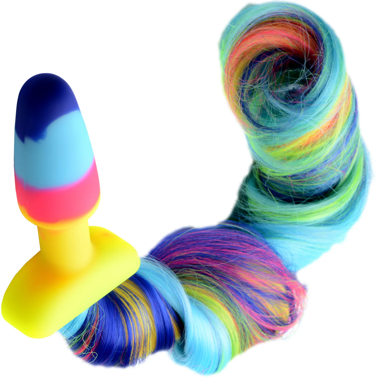 Tailz Rainbow Silicone Anal Plug With Unicorn Faux Fur Tail - Image 5