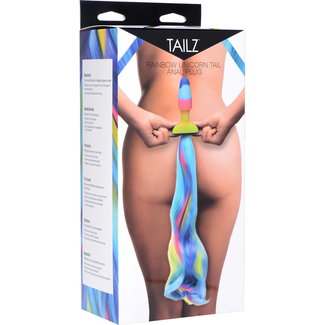Tailz Rainbow Silicone Anal Plug With Unicorn Faux Fur Tail - Image 7