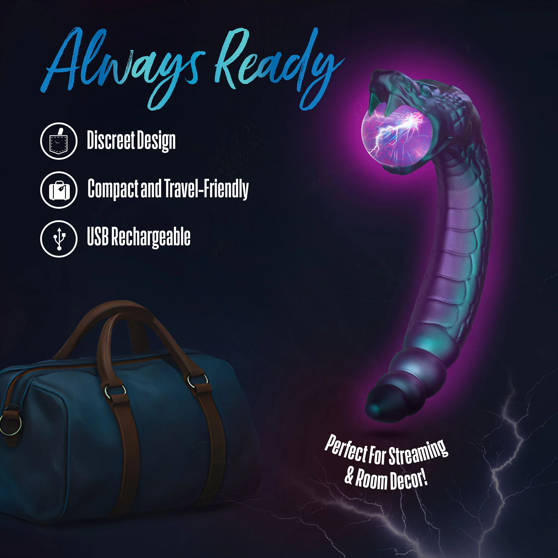 Temptasia By Blush Rattle Snake Pulse Vibrator With Mystical Plasma Globe - Dark Millenia - Image 6