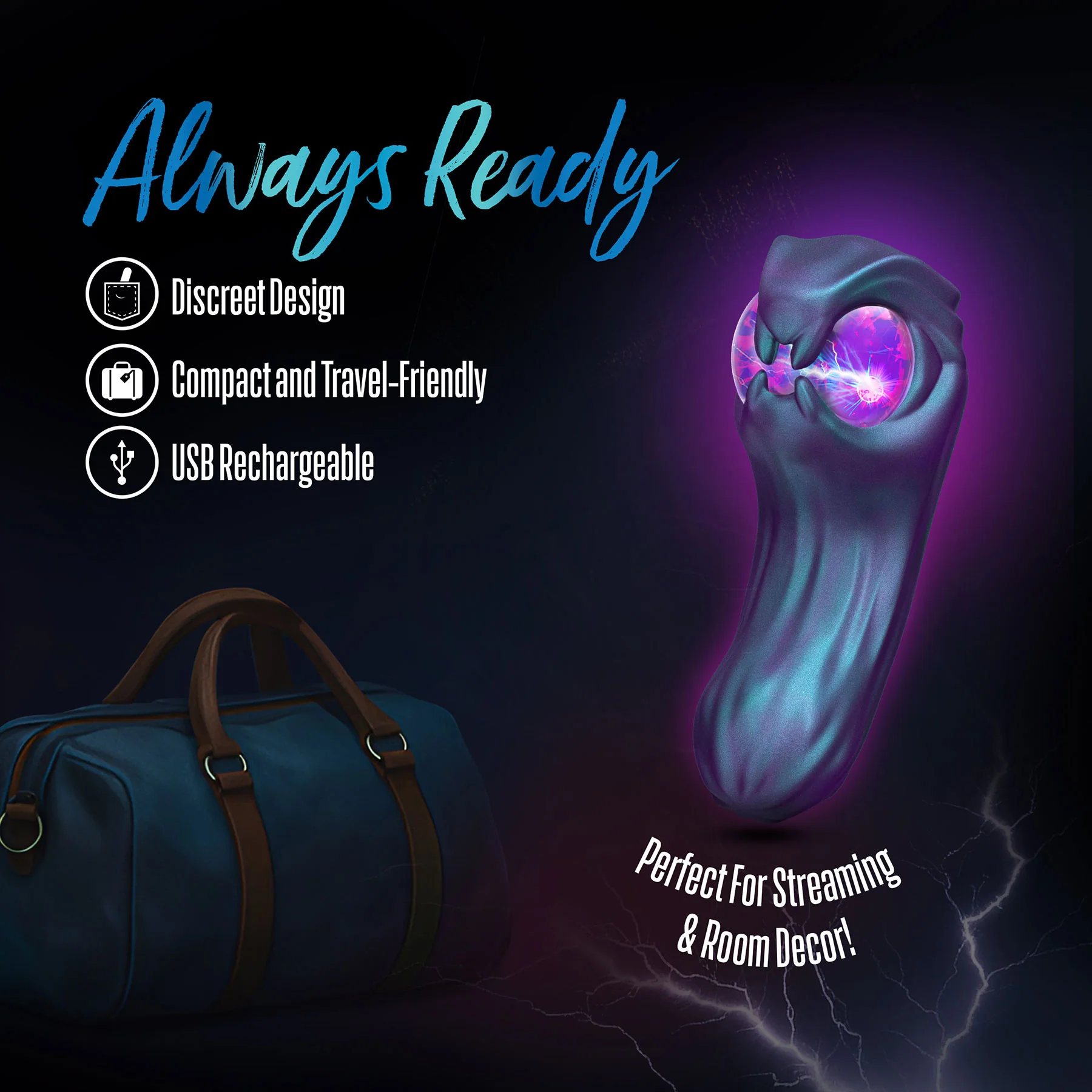Temptasia By Blush Viper Pulse Vibrator With Mystical Plasma Globe - Dark Millenia - Image 8