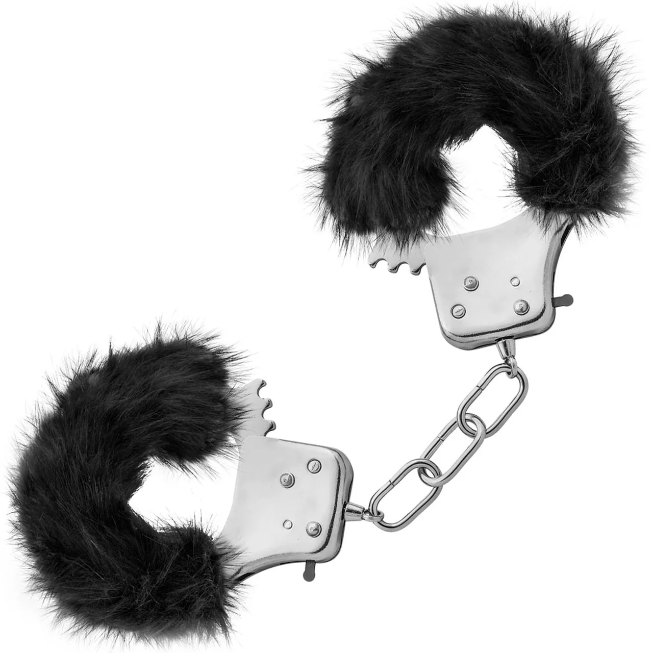Temptasia Cuffs By Blush Novelties - Black Plush Furry Handcuffs - Image 2