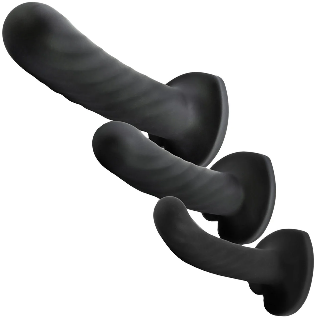 Temptasia Twist Silicone Dildo Kit - Set of Three - Black - Image 2