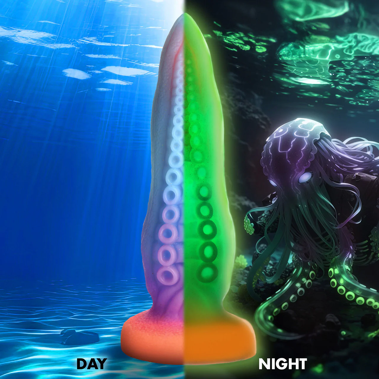 Tenta-Cock Glow In The Dark 9.5" Silicone Suction Cup Dildo By Creature Cocks - Image 14