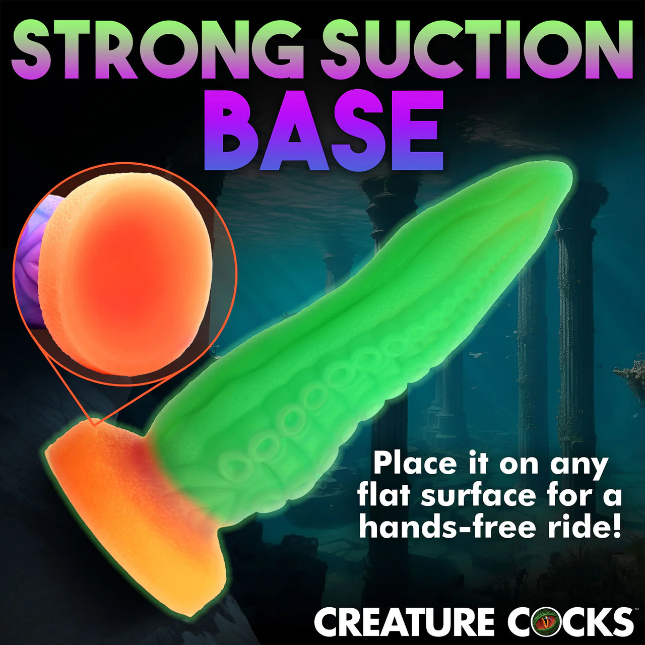 Tenta-Cock Glow In The Dark 9.5" Silicone Suction Cup Dildo By Creature Cocks - Image 18