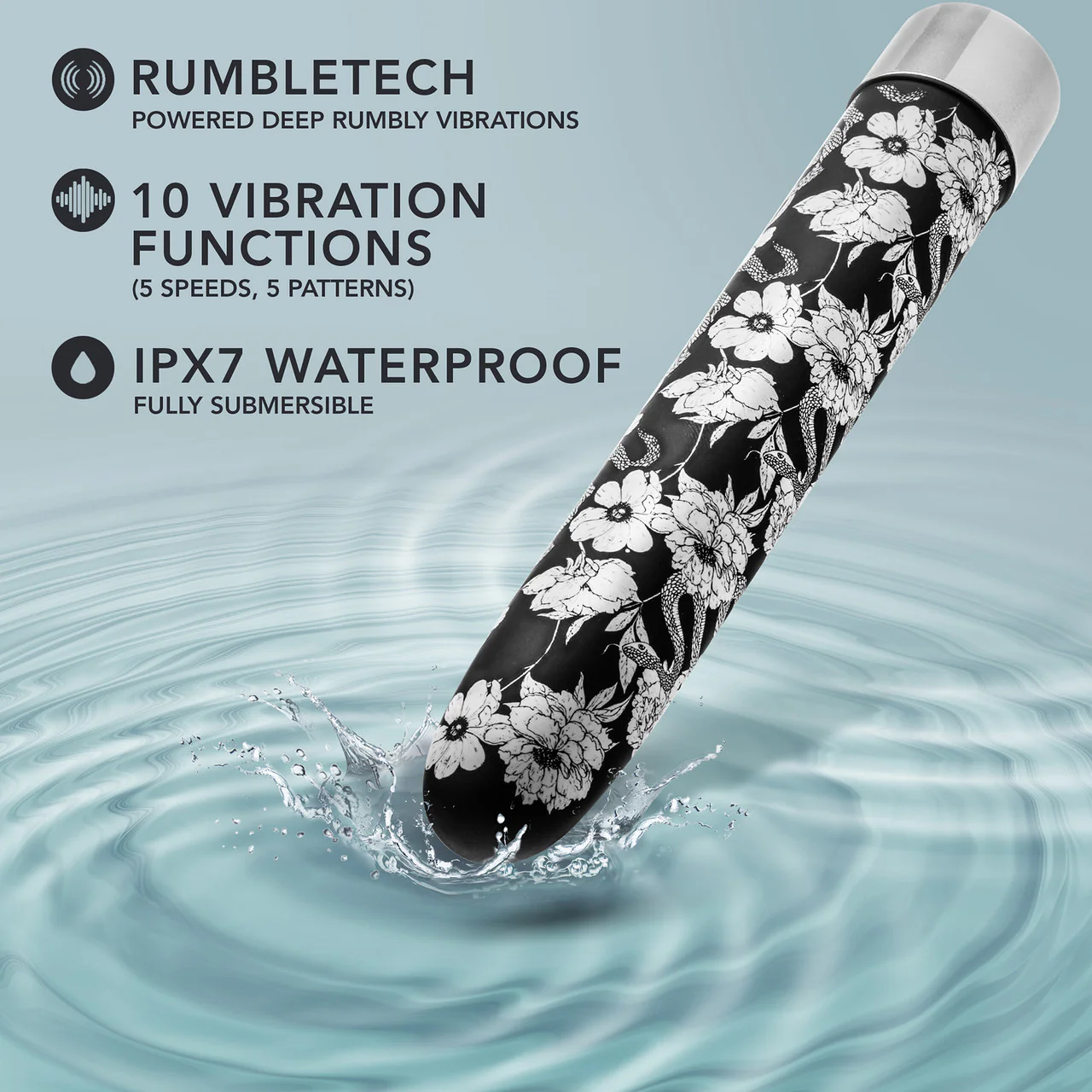 The Collection Eden Limited Edition Rechargeable Waterproof Slimline Vibrator By Blush - Black & White - Image 8