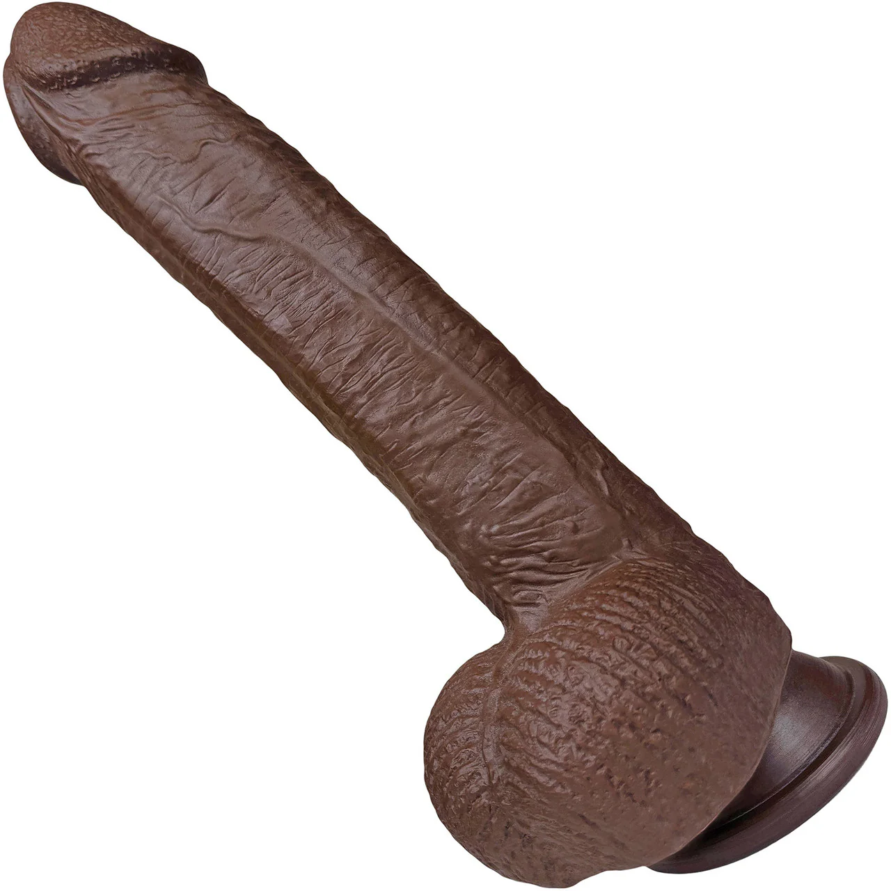 The Engineer 7 Inch Silicone Realistic Dildo With Balls & Suction Cup Base By Fukena - Chocolate - Image 4