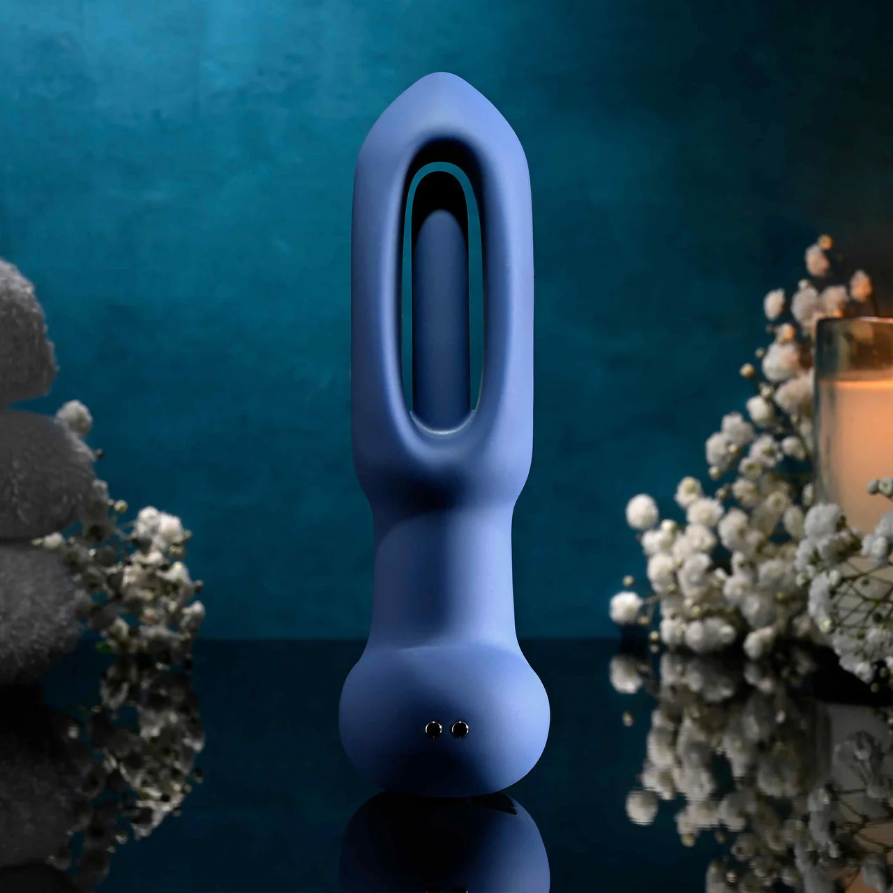 The Flapper Silicone Vibrating Anal Plug With Flapping Shaft & Remote By Evolved Novelties - Blue - Image 6