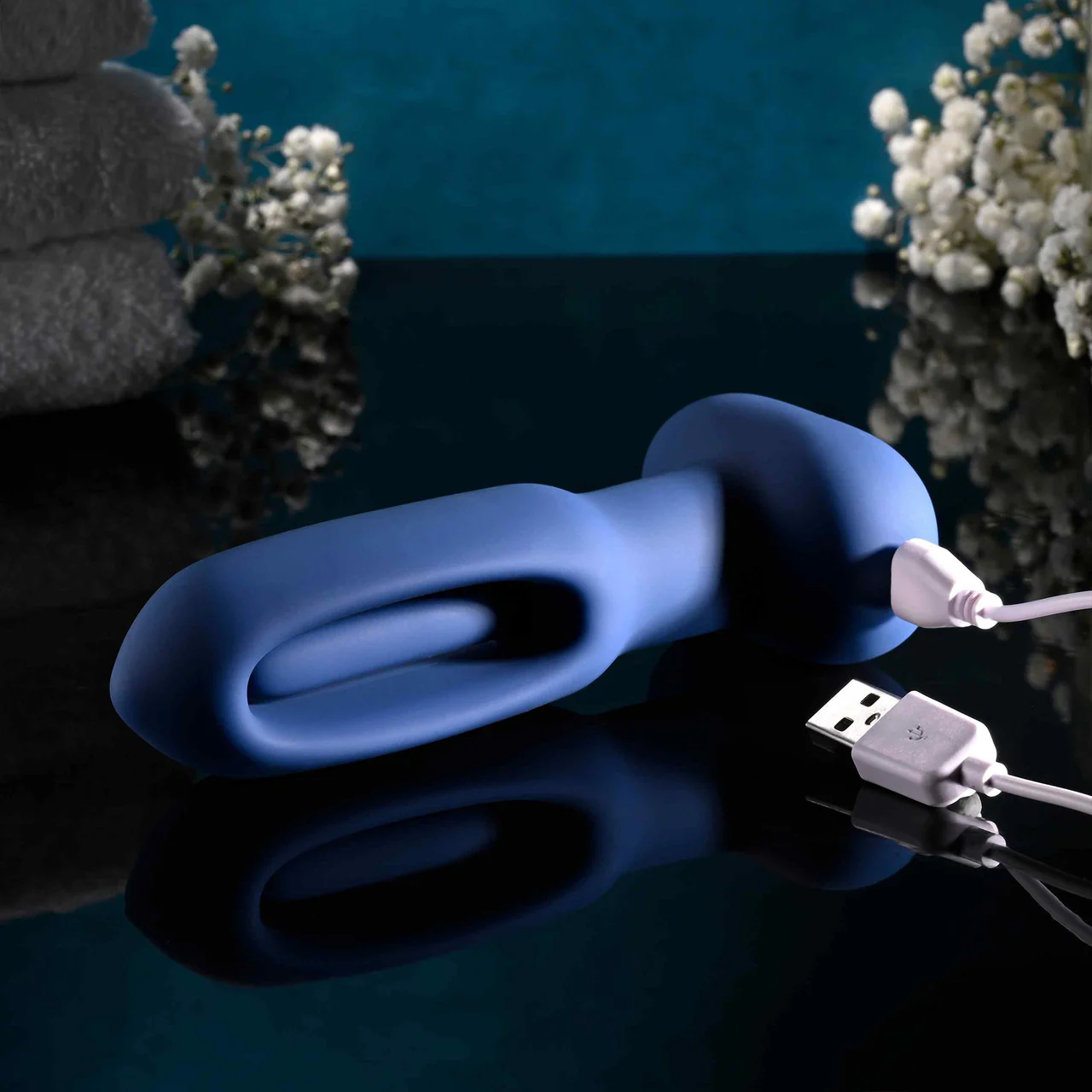 The Flapper Silicone Vibrating Anal Plug With Flapping Shaft & Remote By Evolved Novelties - Blue - Image 8