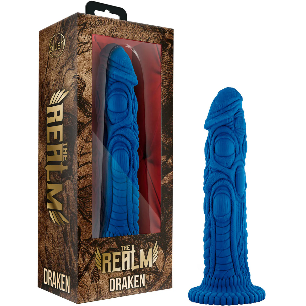The Realm Draken Silicone Lock On & Harness Compatible Dildo - Blue - Image 7