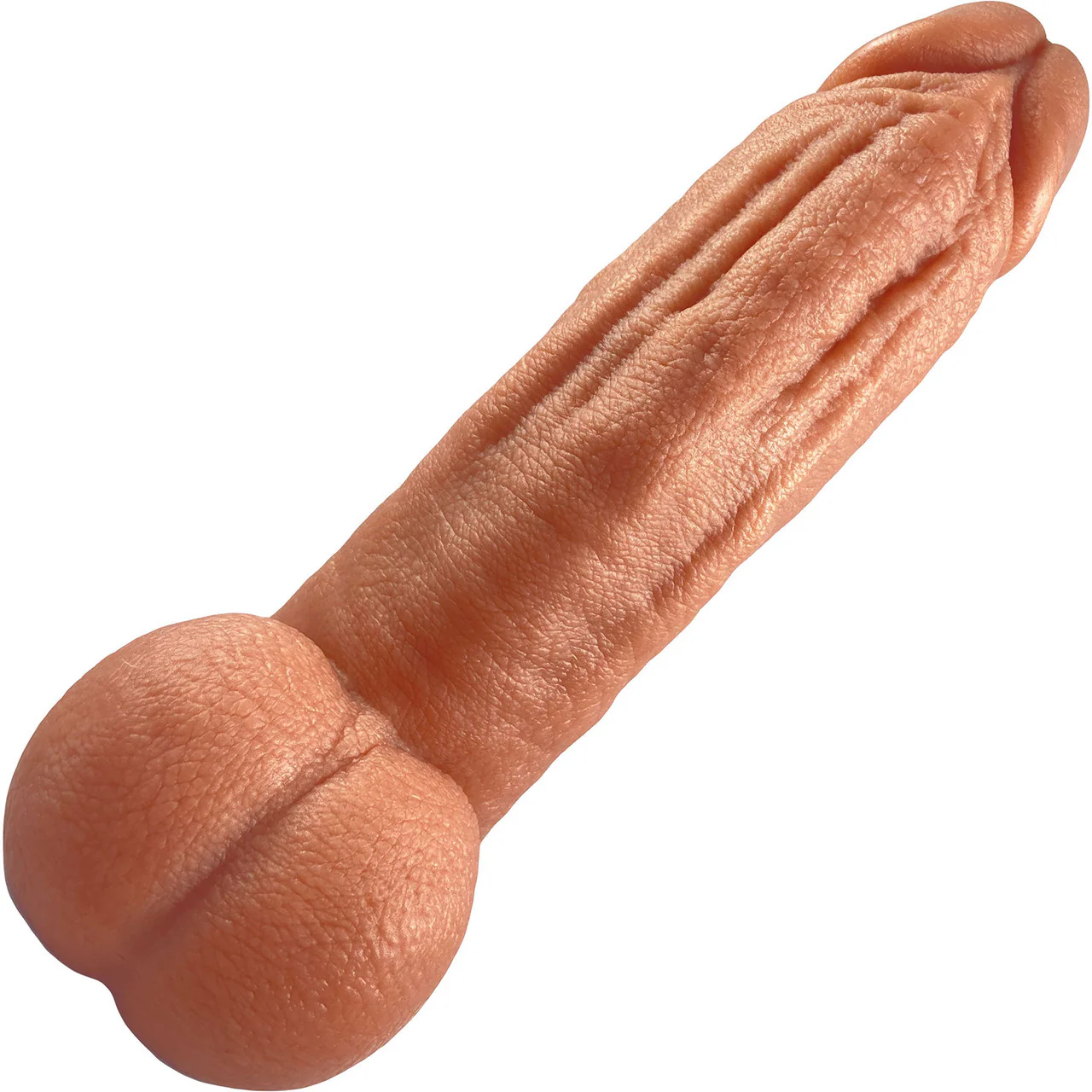 The Titan Medium 7.25" Platinum Silicone Ultrarealistic Dildo With Balls By Uberrime - Caramel - Image 3