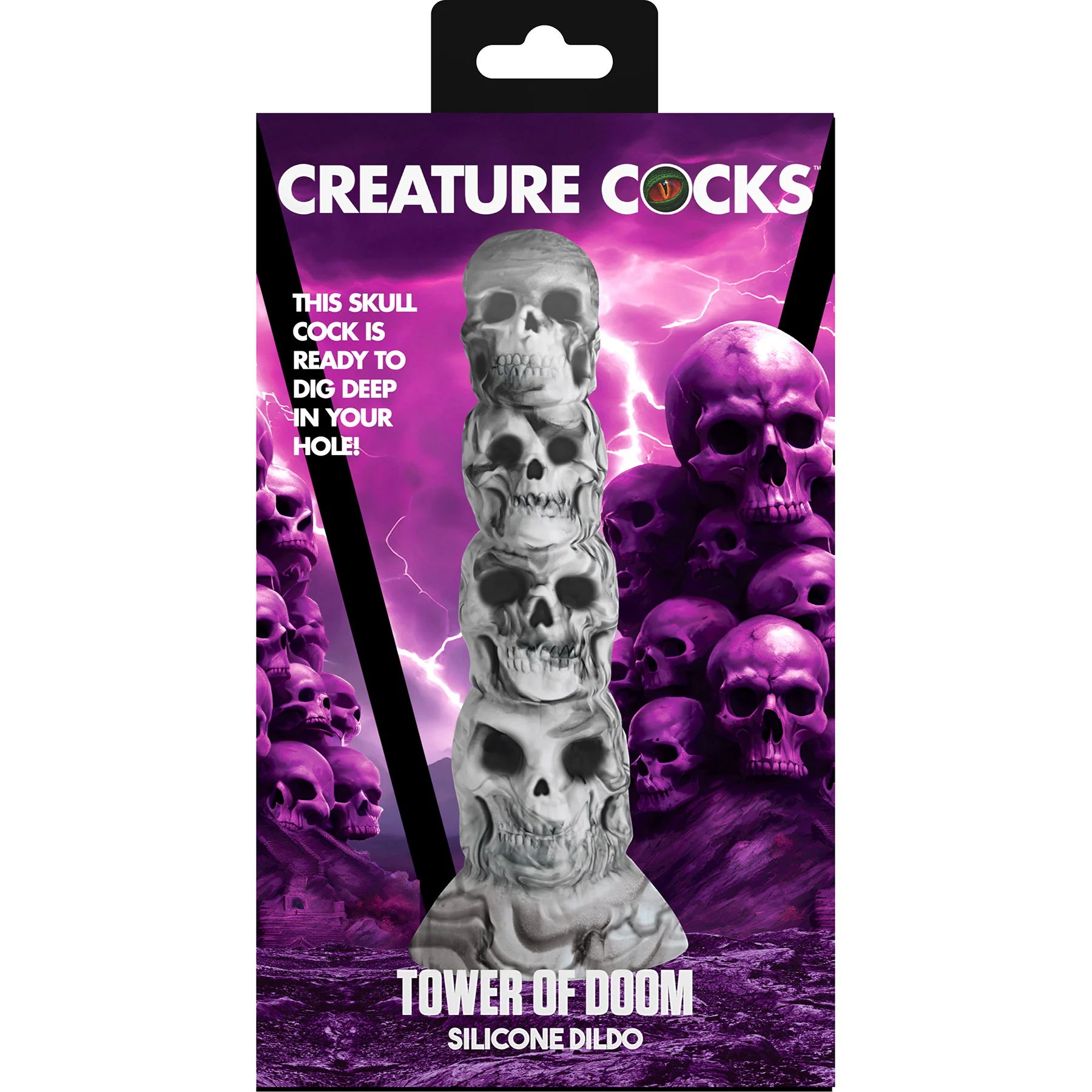 Tower of Doom 7" Stacked Skulls Silicone Fantasy Suction Cup Dildo By Creature Cocks - Image 7