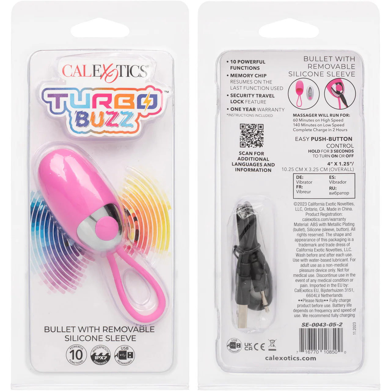 Turbo Buzz Bullet With Removable Silicone Sleeve - Rechargeable Vibrator By CalExotics - Pink - Image 10