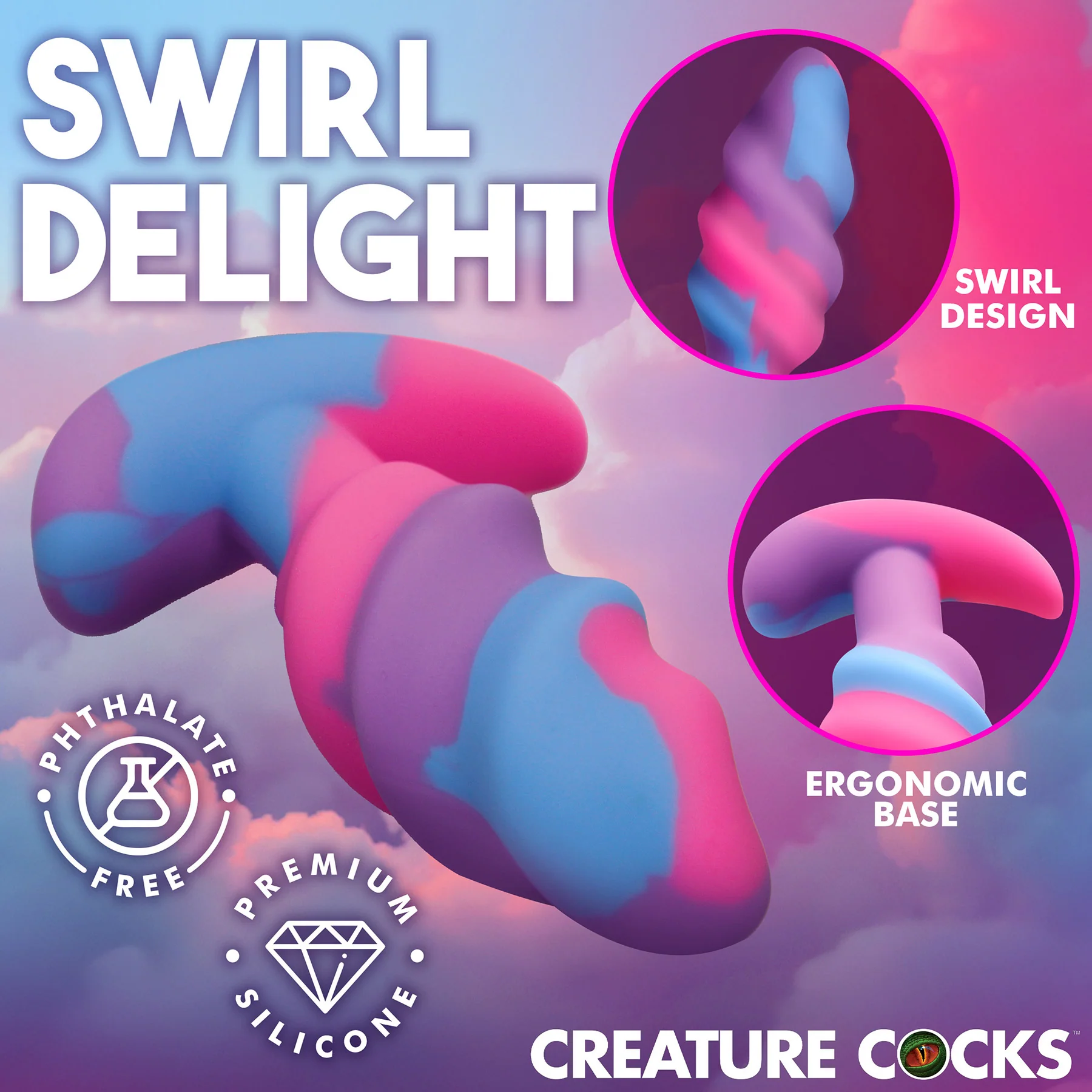 Unicorn Swirl Silicone Butt Plug By Creature Cocks - Image 14