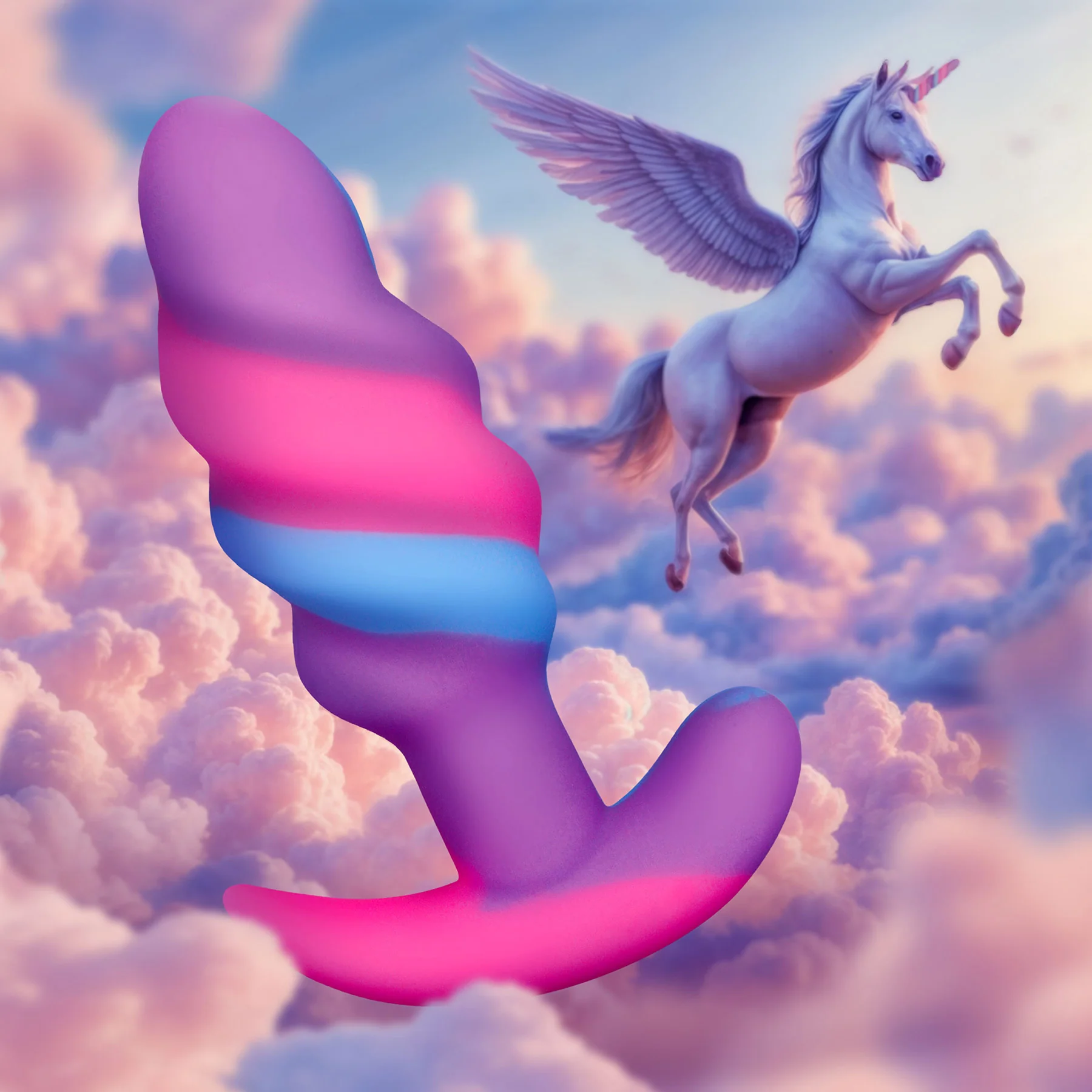 Unicorn Swirl Silicone Butt Plug By Creature Cocks - Image 2
