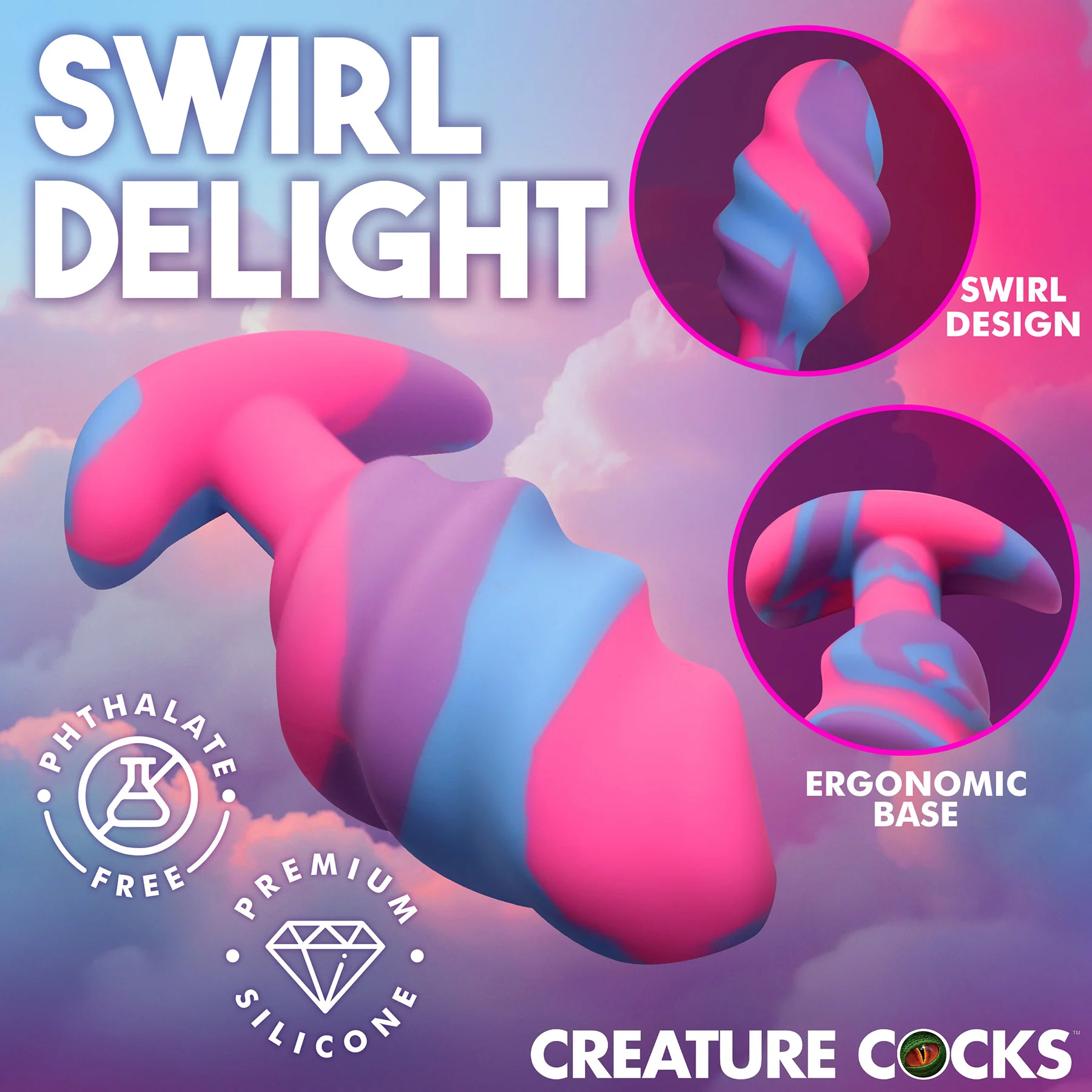 Unicorn Swirl Silicone Butt Plug By Creature Cocks - Image 23