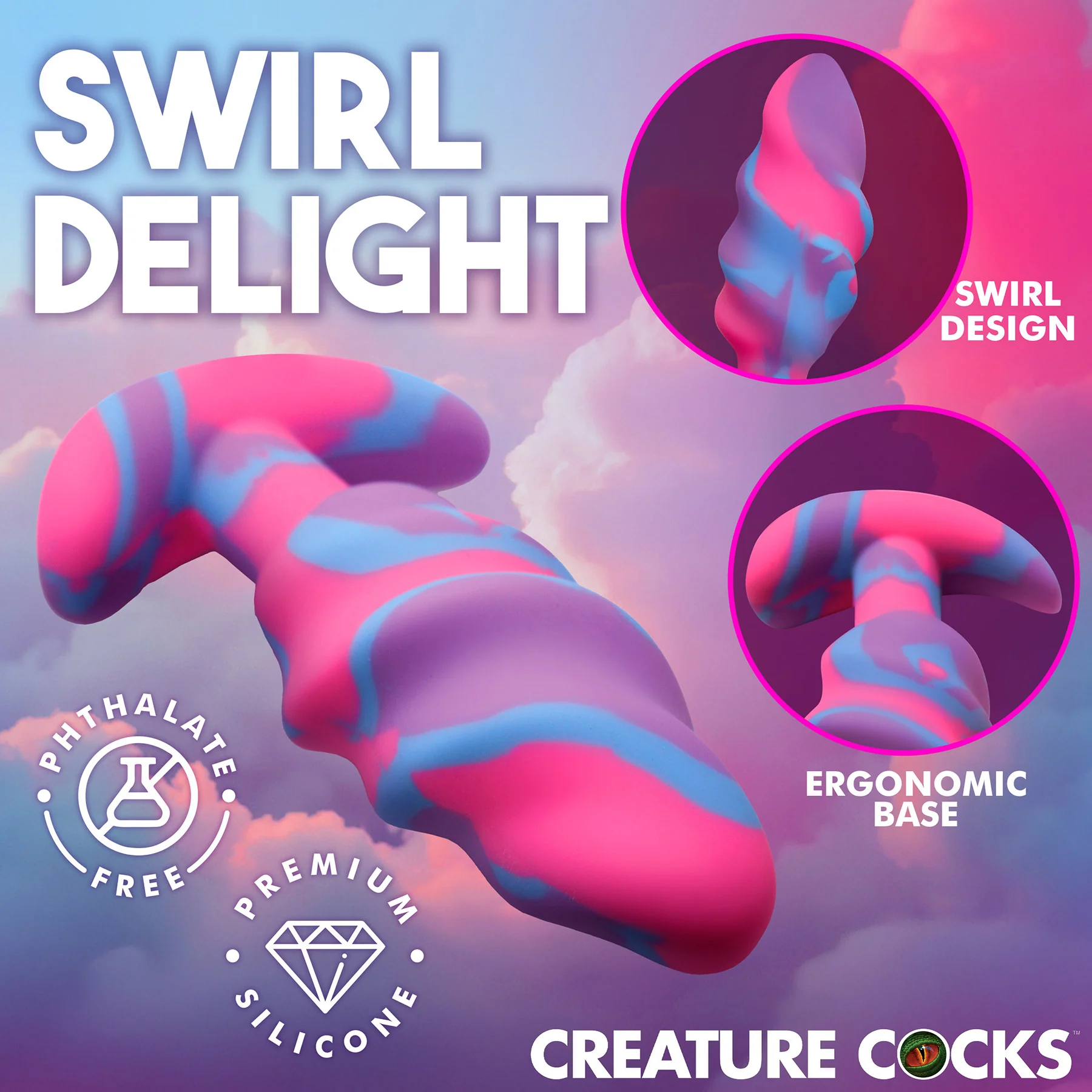 Unicorn Swirl Silicone Butt Plug By Creature Cocks - Image 5