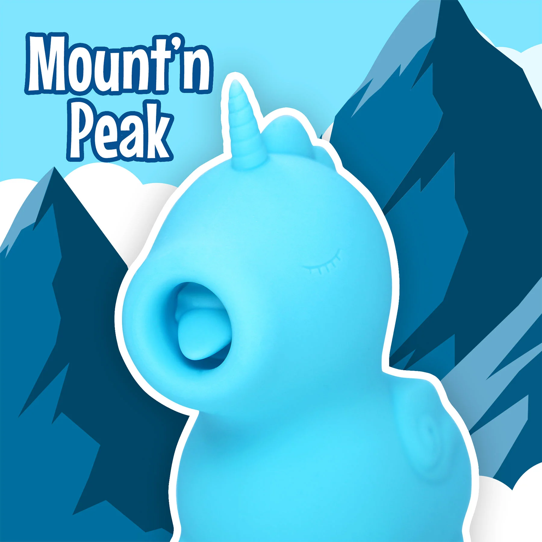 Unihorn Mount 'N Peak Pointed Flicking Silicone Clitoral Vibrator - Blue - Image 3