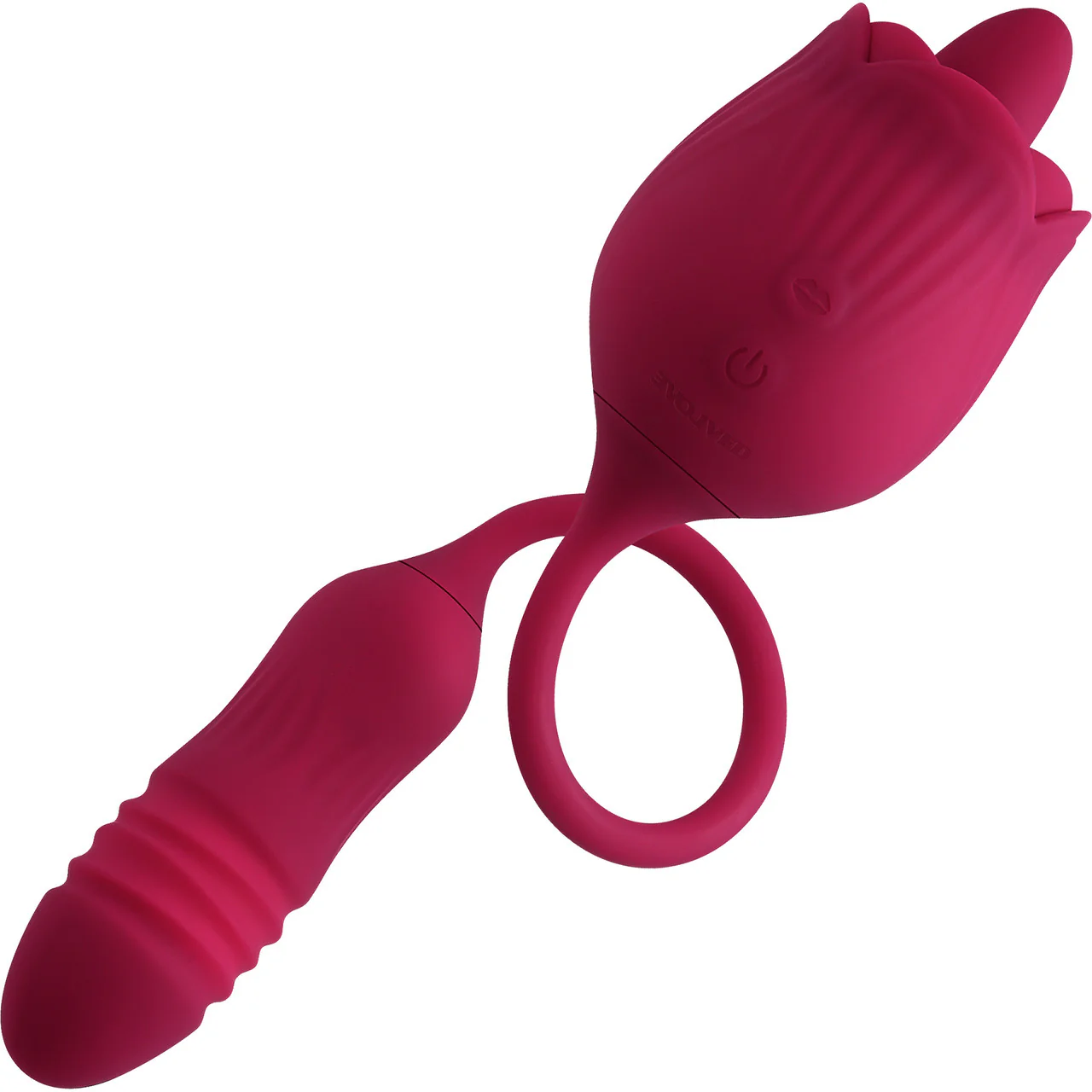 Wild Rose Rechargeable Silicone Dual Clitoral Stimulator By Evolved Novelties - Red - Image 7