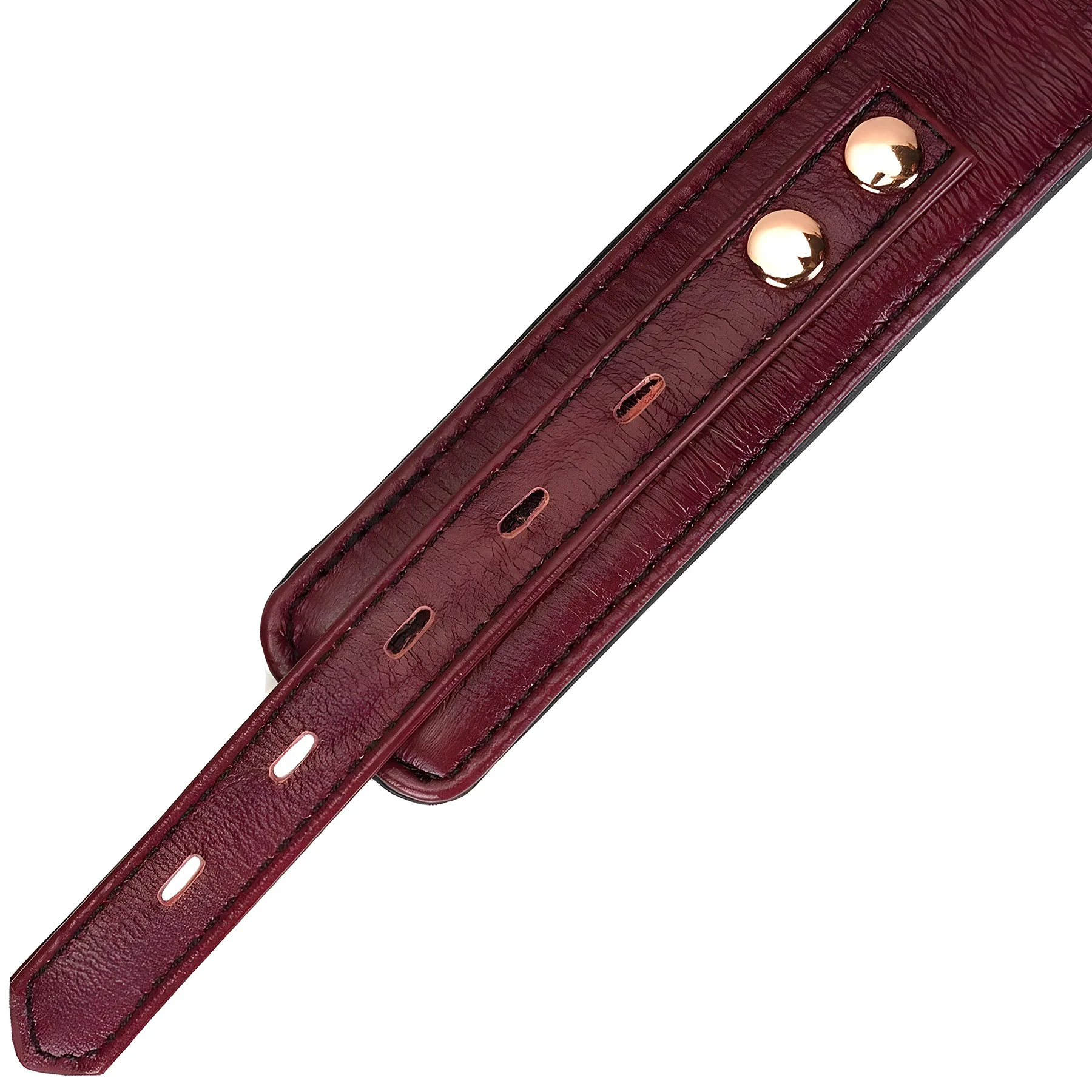 Wine Red Leather Collar With Rose Gold Chain Leash & Lock By Liebe Seele - Image 7