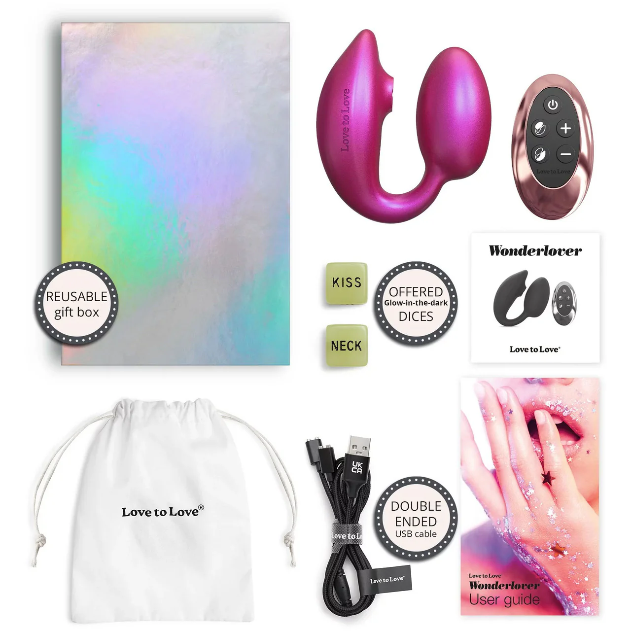 Wonderlover Air Pulse Clitoral Stimulator & Vibrating G-Spot Egg By Love To Love - Iridescent Berry - Image 10