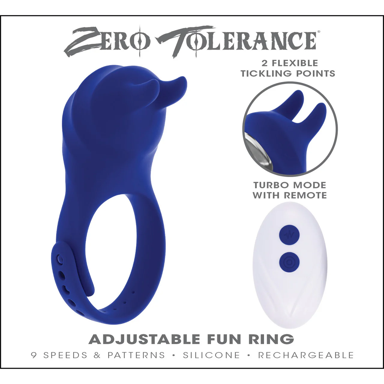 Zero Tolerance Adjustable Fun Ring Rechargeable Silicone Vibrating Couples Cock Ring With Remote - Image 3