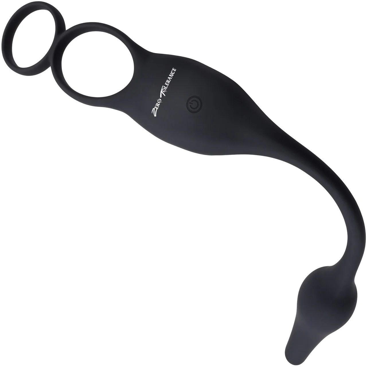 Zero Tolerance Plug & Tug Silicone Vibrating Anal Plug & Perineum Massager With Cock & Ball Rings - Black - Image 2